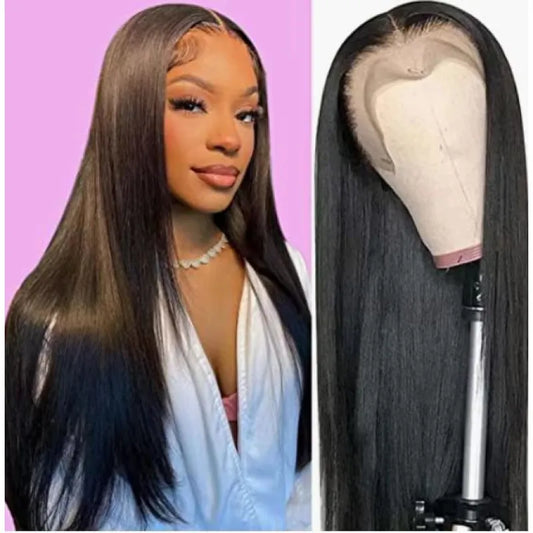 Front Lace Synthetic Wig – Middle Part Black