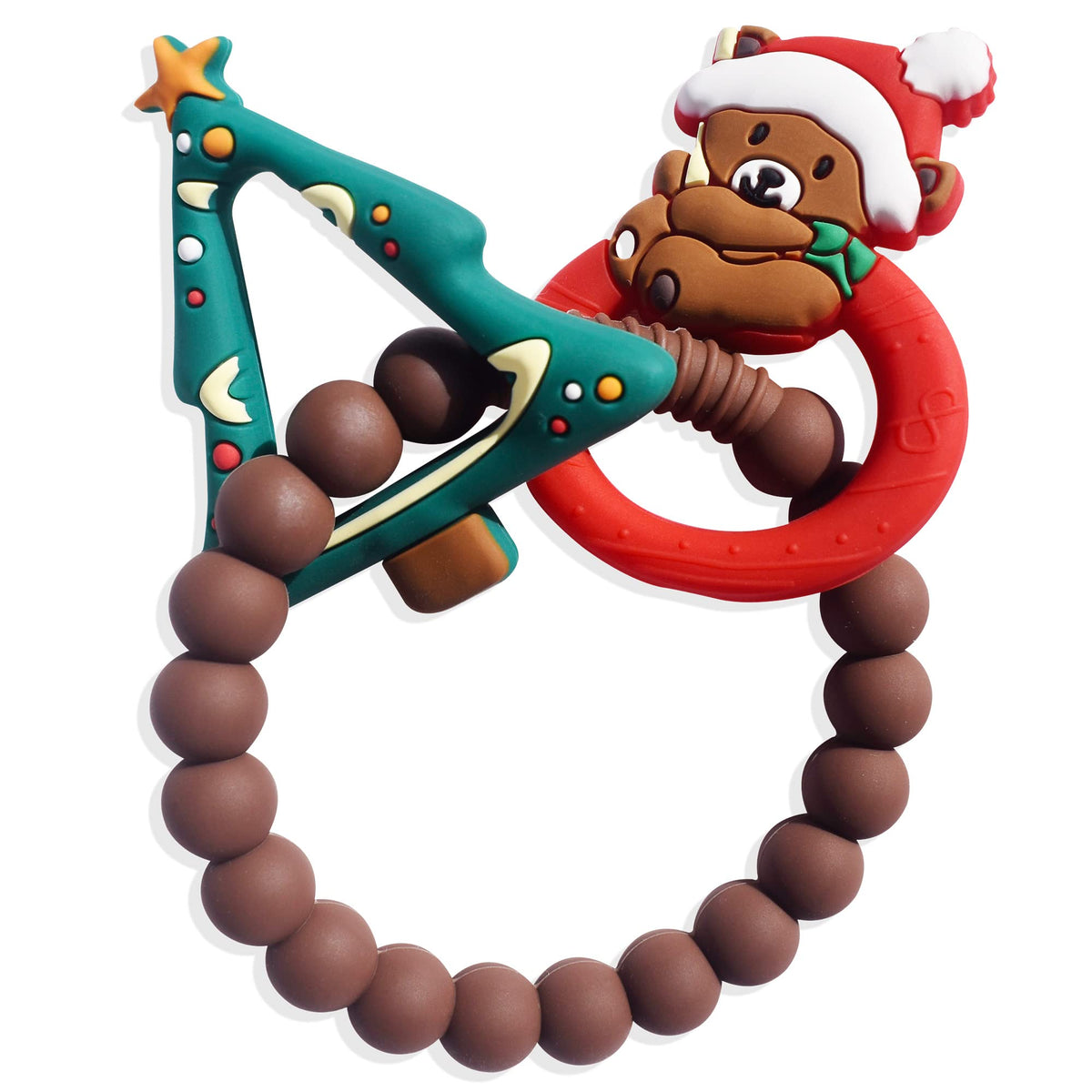 Baby’s First Christmas Teether – Silicone Christmas Tree & Bear Rattle