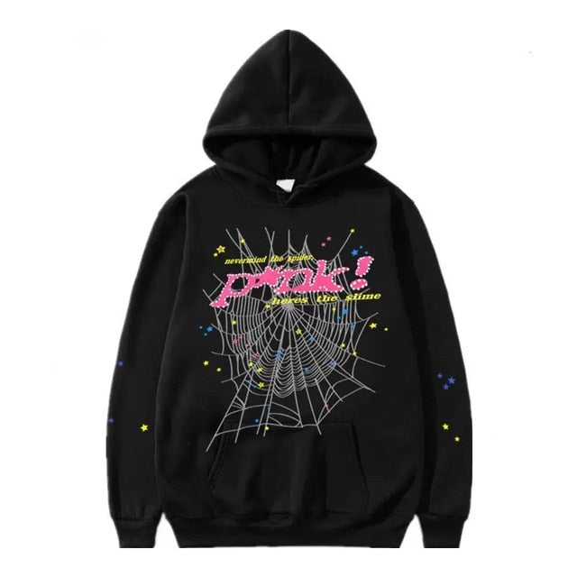 Spider Letter Print Hoodie – Bold Graphic Street-Style Sweatshirt