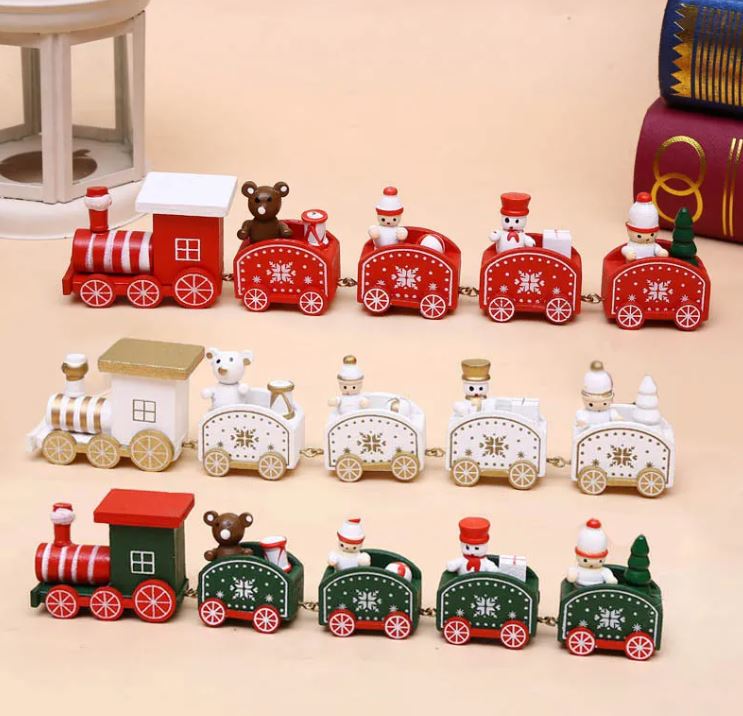 Christmas Wooden Train Ornament – 4 Colour Options
