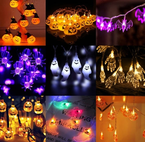 Halloween LED String Lights – Pumpkin, Ghost & Bat Designs
