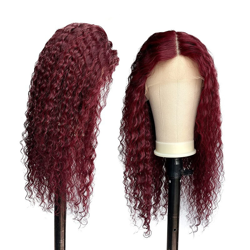 Front Lace Curly Wig – Wine Red 26 Inch