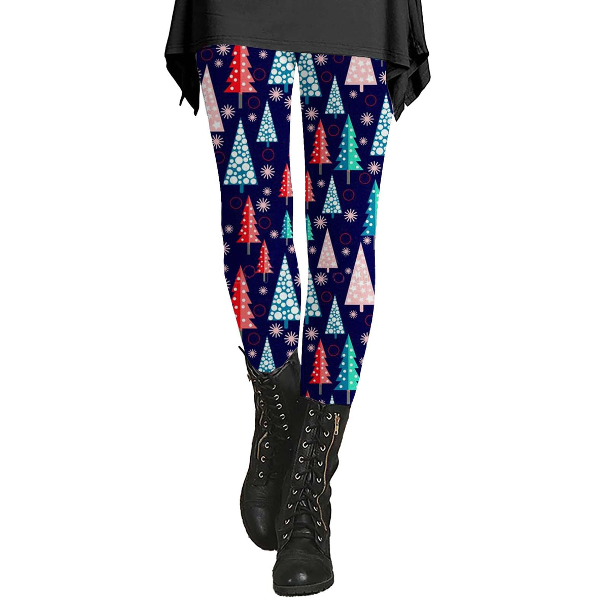 Plus Size Christmas Fleece Leggings – Blue, 3X-Large