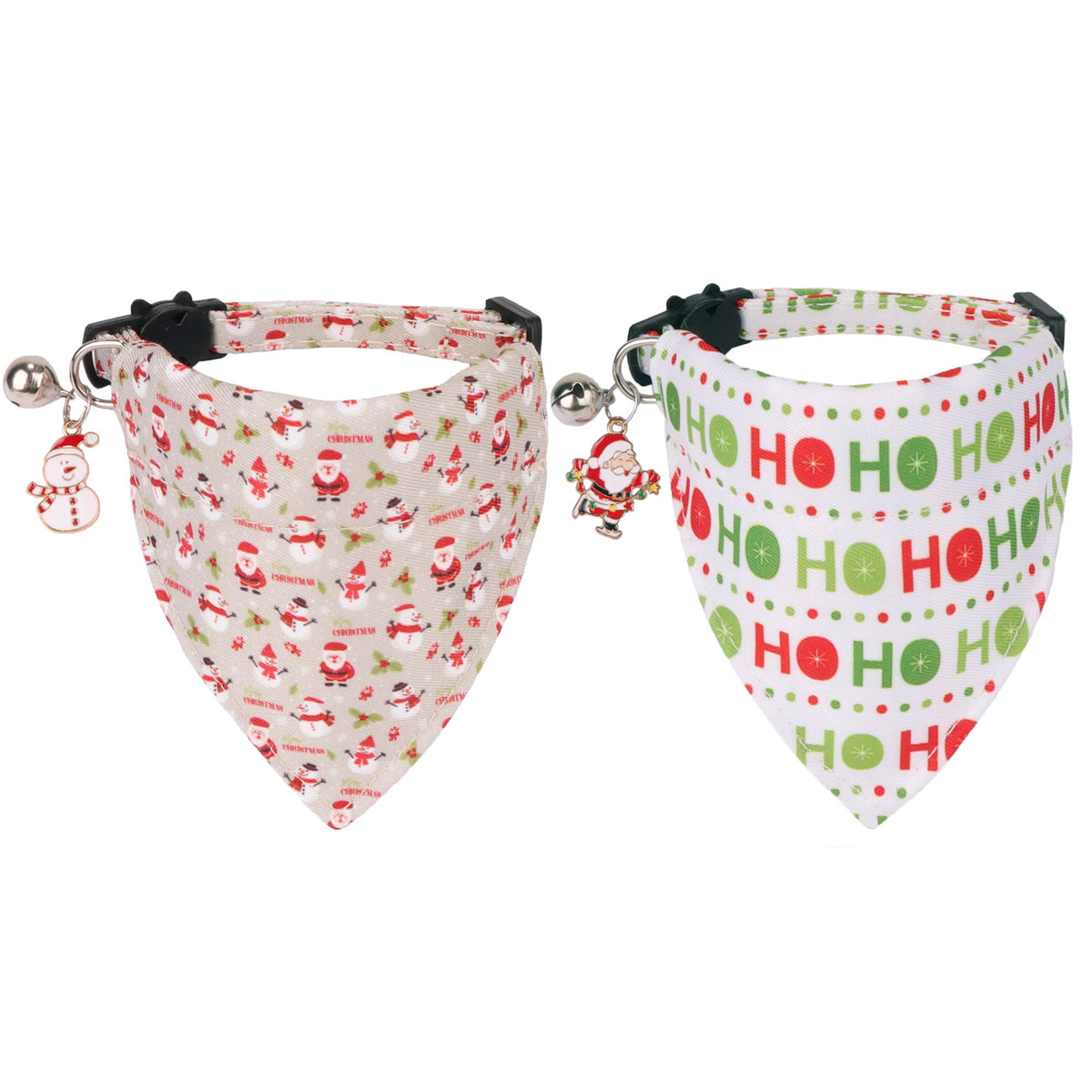 Christmas Cat Collar with Bandana & Bell – 2 Pack, Adjustable