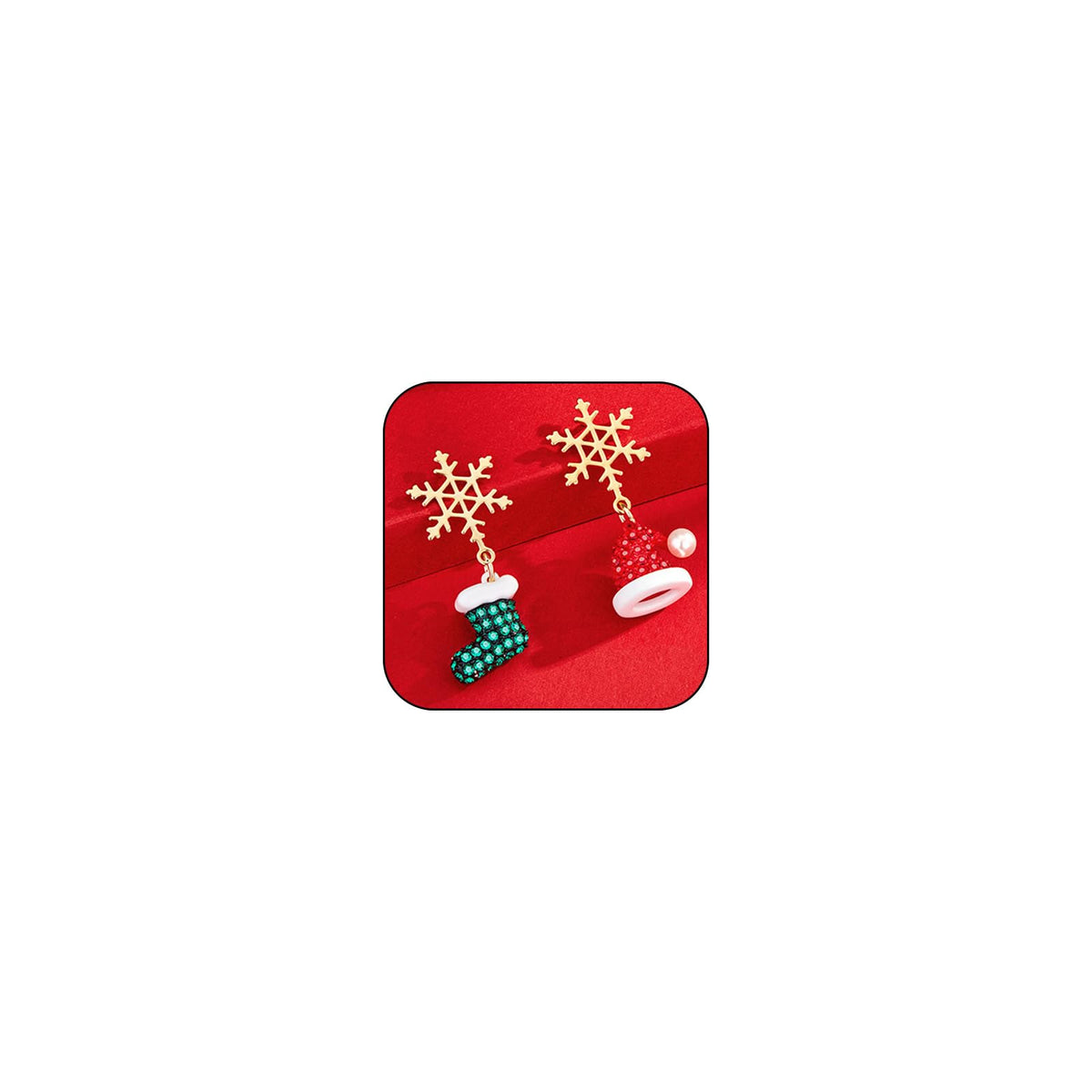 Christmas Rhinestone Stud Earrings – Santa Hat Design, Rose Gold