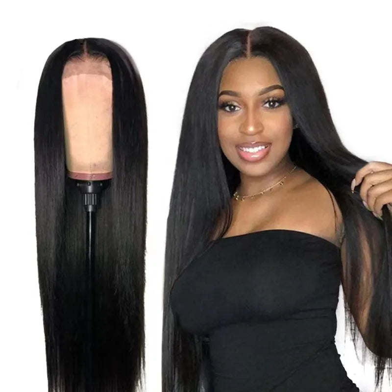 Front Lace Synthetic Wig – Middle Part Black