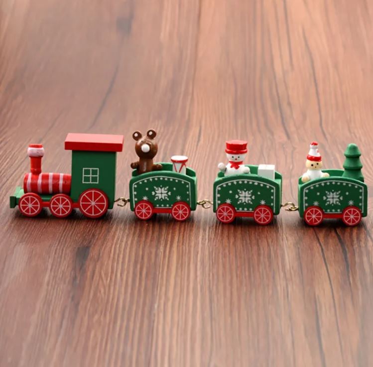 Christmas Wooden Train Ornament – 4 Colour Options