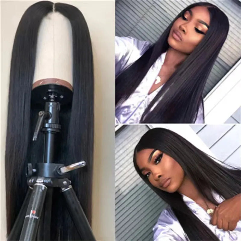 Front Lace Synthetic Wig – Middle Part Black